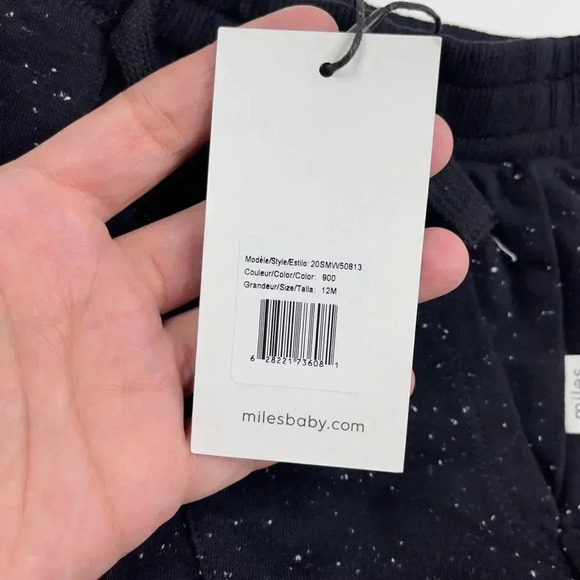 Miles Baby Knit Joggers Black Speckled White 12M NWT - Picture 4 of 6